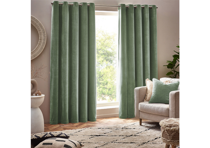 Heavy Chenille Eyelet, Eucalyptus - Ready Made Curtains - Image 7